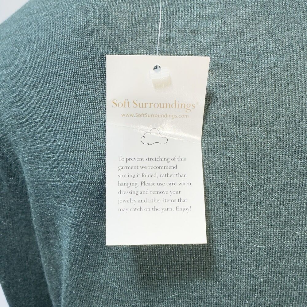 Soft Surroundings Knit Tunic Top Wool Alpaca Blend High Low Hem Size L Green NWT - Picture 4 of 9